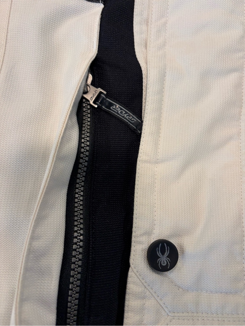 Spyder White Black Ski Jacket with Blue Trim - Picture 6 of 11